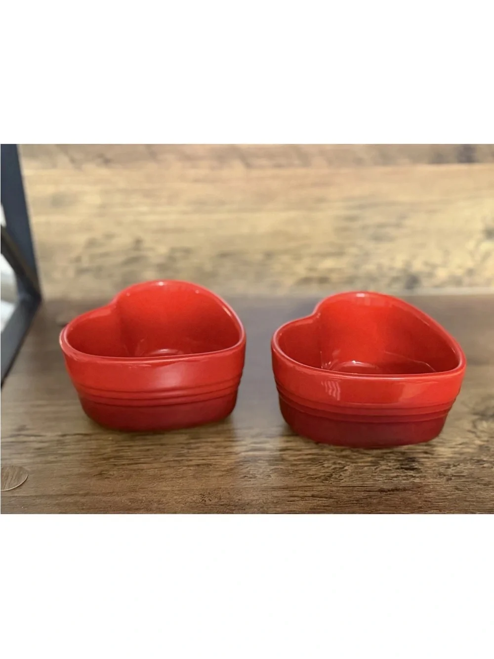 Le Creuset L'Amour Heart Collection Cerise Set of 2 Heart Ramekins